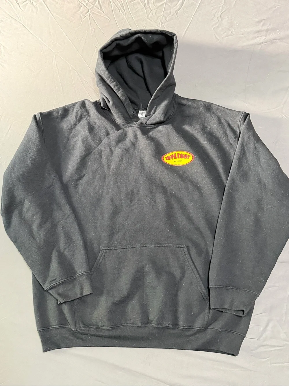 Inflight Classic Oval Hoodie No Drawstring- Black